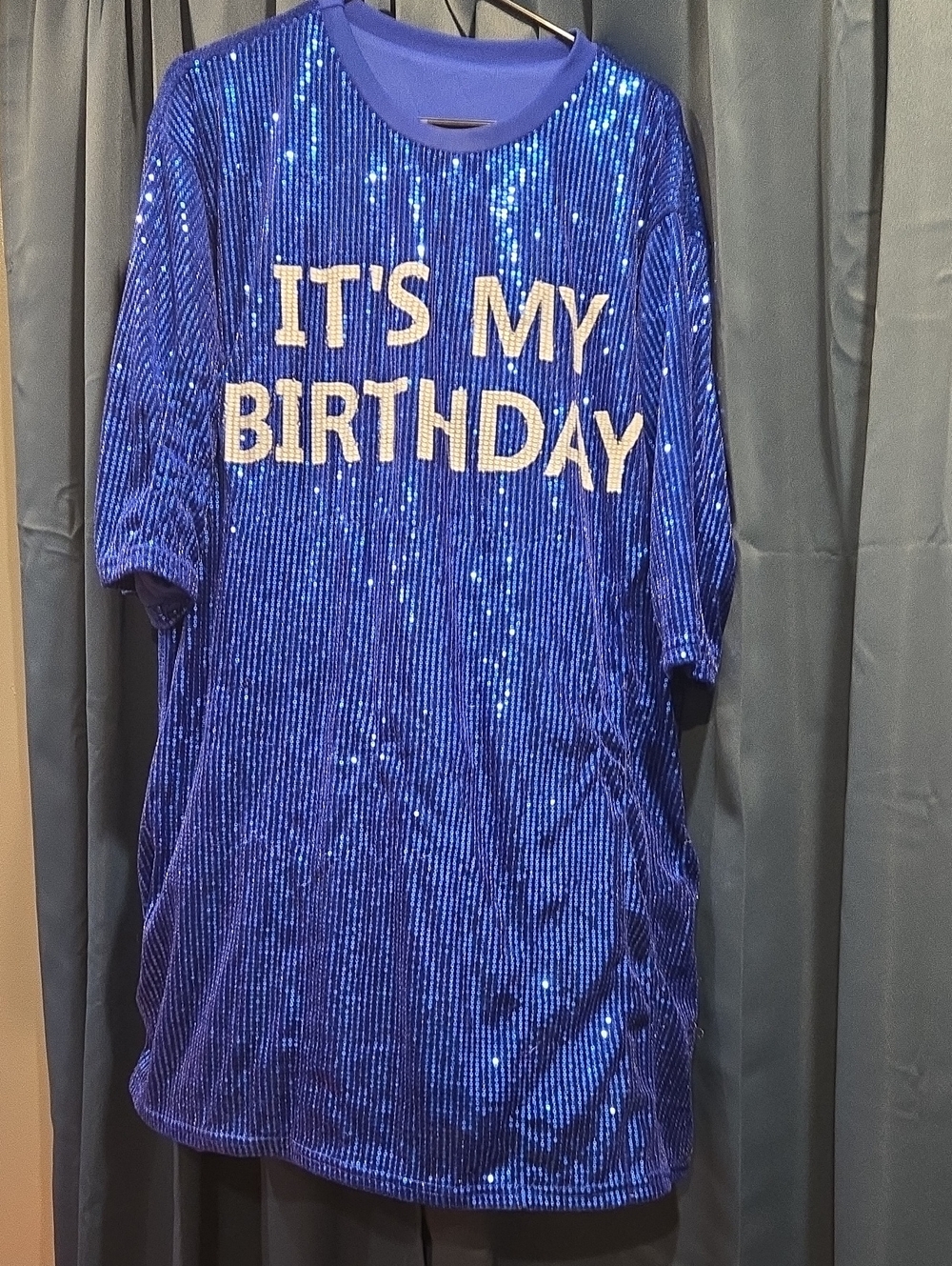 It's My Birthday Blue Sequin Party Shirt
